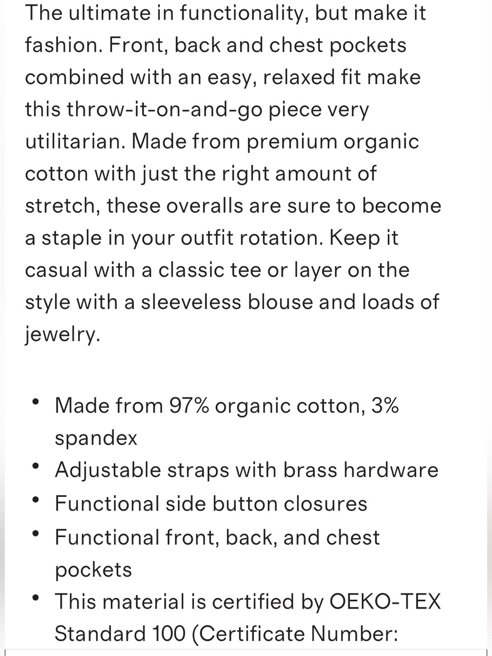 Quince Organic Stretch Cotton Twill Relaxed Overalls in Olive - Picture 14 of 16